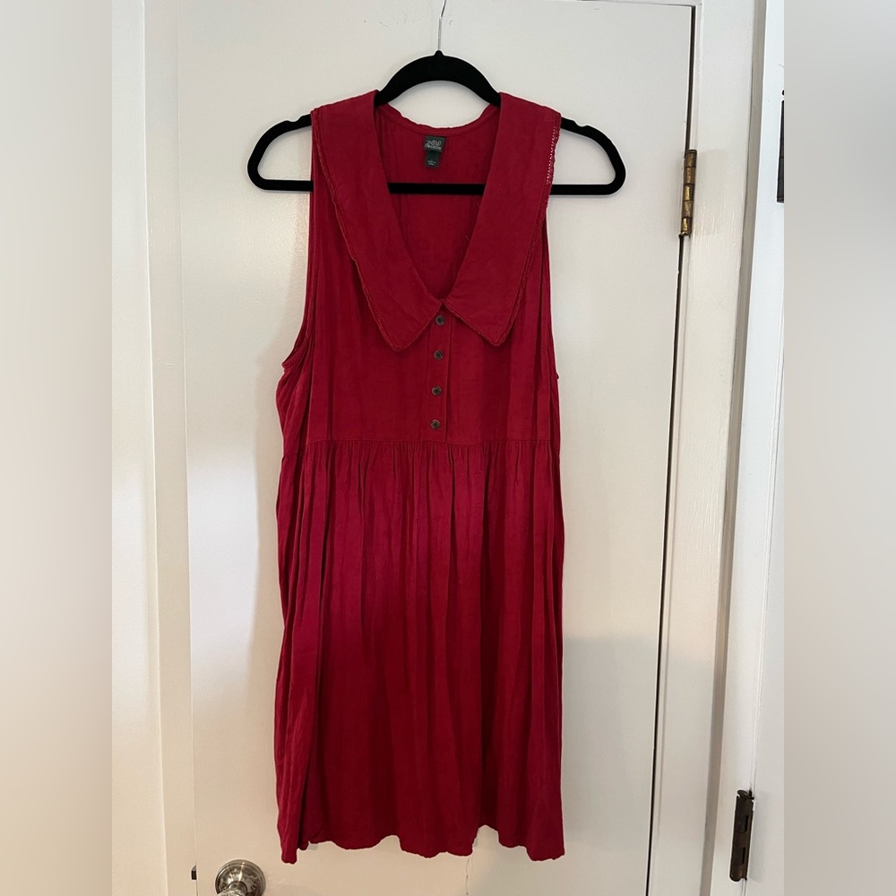 wild fable Sleeveless Collared Midi Dress in Deep Red